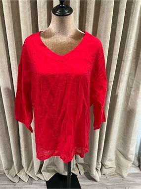 STYLEWE Bright Red V-Neck Relaxed Tunic